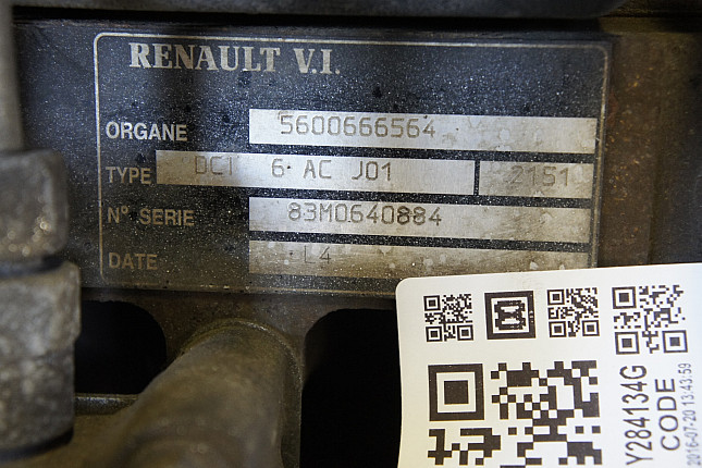 Номер двигателя и фотография площадки Renault dci 6A